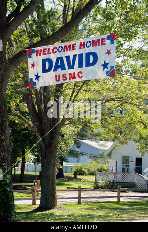 Panneau disant Bienvenue accueil David pour le Corps des Marines Banque D'Images