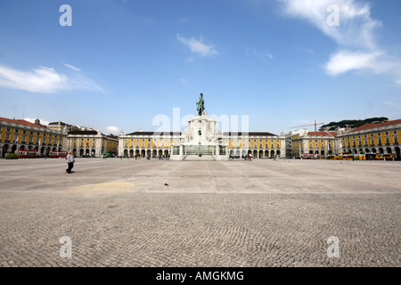 Vue grand angle de Praco do Comercio Lisbonne Portugal Banque D'Images