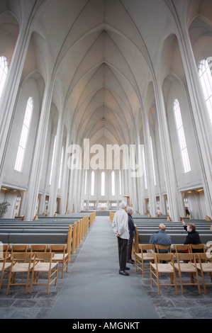 Intérieur de l'église de Hallgrímskirkja (Hallgrímur), Reykjavík, Islande Banque D'Images