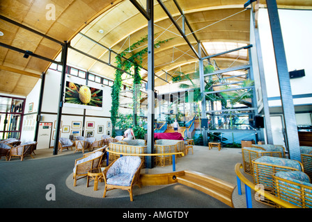 Intérieur du foyer principal du Kingfisher Bay Resort, Fraser Island, Queensland, Australie Banque D'Images