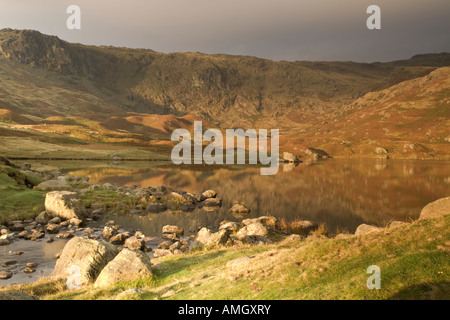 Au cours de l'aube de l'automne à Tarn Blea Easedale vers Crag et Slapestone Edge Lake District Banque D'Images