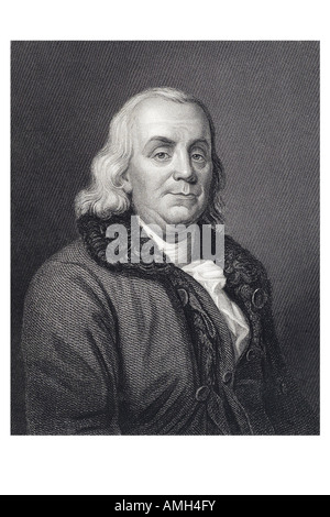 Benjamin Franklin 1706 Père fondateur 1790 United States Amérique. polymathe menant de l'imprimante de l'auteur satirique le théoricien politique p Banque D'Images