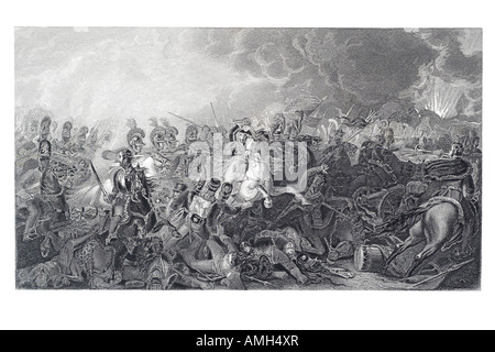 Charge décisive bataille de Waterloo Belgique Gardes 18 juin 1815 cavalerie chevaux mayhem épée canon lance des guerres napoléoniennes, l'ONAP Banque D'Images