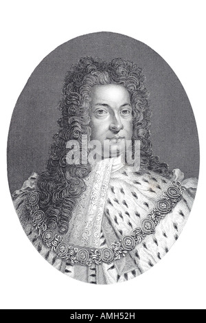 Le roi George Louis I 1 1er 1660 1727 Grande-Bretagne Irlande la vignette ci-dessous Comtesse Derwent water intercédant Pri mari Banque D'Images