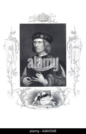 Le roi Richard III 1452 1485 Angleterre House York Bataille Bosworth Roses guerres dynastie Plantagenêt Princes Lord Protecteur regent Tower Banque D'Images