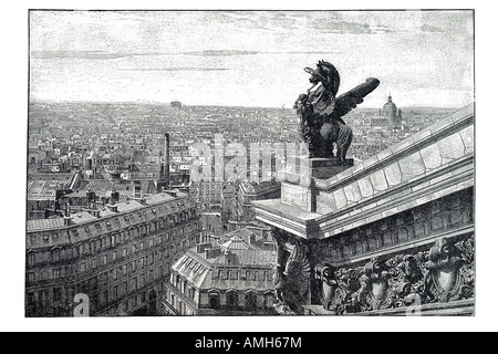 Vue du toit de l'opéra de Paris Paris France Franco ville française pan panorama construit en milieu urbain Banque D'Images