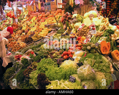 Marché de La Boqueria Barcelone Espagne Banque D'Images