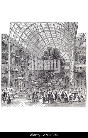 1851 grande exposition nef du Grand Londres capitale de la Grande-Bretagne Angleterre anglaise UK Royaume-Uni GB grand intérieur insid Banque D'Images