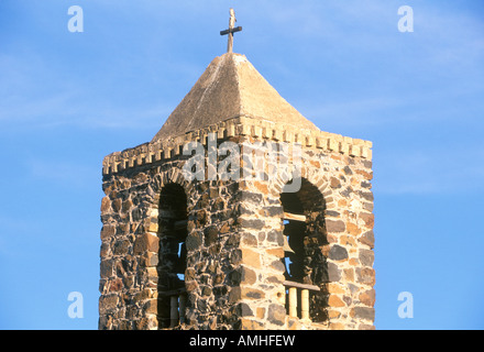 Mexique, Baja California Sur, Mulege, Mission Santa Rosalia de Mulege, Bell Tower Banque D'Images