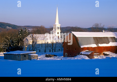 Église de Peacham VT dans la neige en hiver Banque D'Images