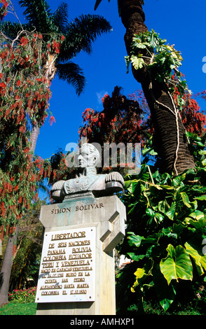 Madère, Funchal, Simon Bolivar Statue von im Jardim de Sao Francisco, auch jardin municipal Banque D'Images