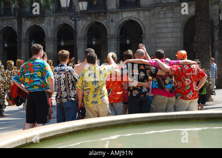 Instantané sur groupe Plaça Reial Barcelone Espagne Banque D'Images