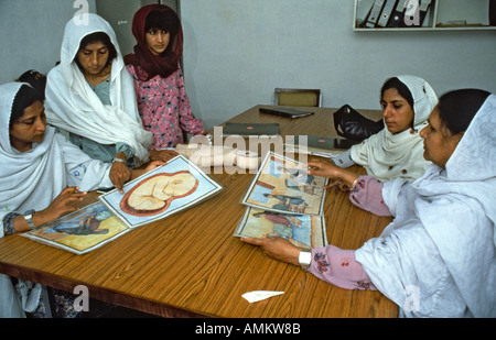 Les femmes pakistanaises sont formés à être sages, à l'aide d'images, en milieu rural, le Pakistan Parkar Thar Banque D'Images