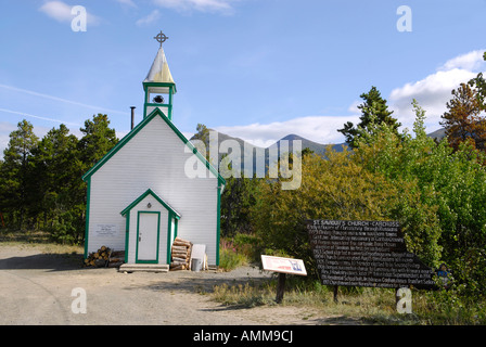 L'église St Sauveur à Carcross Yukon YT sur route du Klondike Sud, Canada Banque D'Images