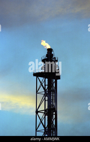 Le torchage des gaz résiduels à l'Rafinery Gdansk, Pologne Banque D'Images