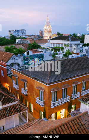 La Cathédrale et les toits de Cartagena, Colombie, Cartagena Banque D'Images