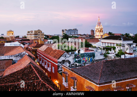 La Cathédrale et les toits de Cartagena, Colombie, Cartagena Banque D'Images