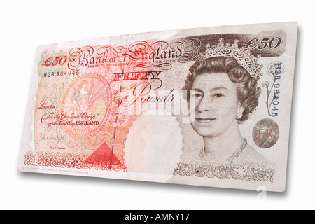 Devise britannique cinquante pound note Banque D'Images