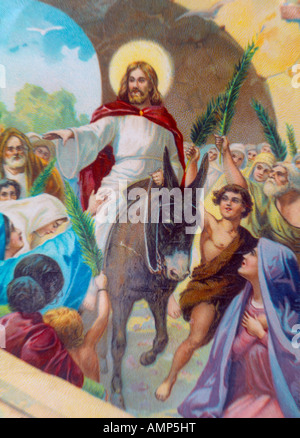 Histoire de la Bible - Jésus Christ entrée de la Triumphal à Jérusalem (Mark) Banque D'Images