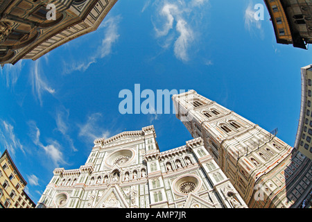 Florence Duomo, Le Campanile et le Baptistère, Italie Banque D'Images