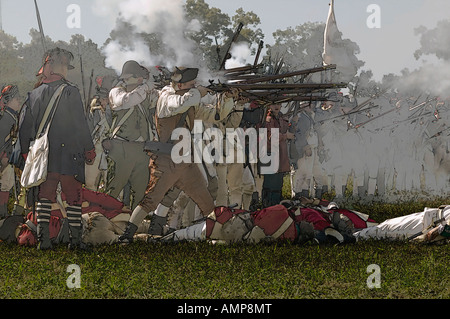 Voir altérées de la victoire de Yorktown, une reconstitution de la défaite des Britanniques et la fin de la Révolution américaine Banque D'Images