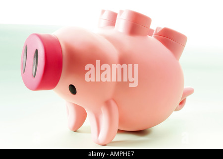 Pink piggybank, à l'envers Banque D'Images