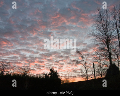 Ciel au coucher du soleil en hiver Bromham Wiltshire England UK UE Banque D'Images