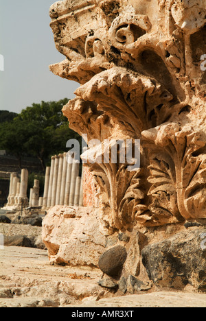 Capitale romaine décoratifs trouvés dans Bet Shean Israël Banque D'Images