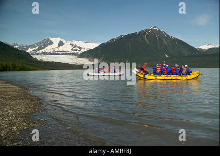 USA, Alaska, Passage intérieur, Juneau, Mendenhall Lake, Rafting Banque D'Images