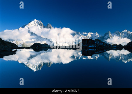 Aiguilles de Chamonix et le Lac Blanc, Rhône-Alpes, Chamonix, France Banque D'Images