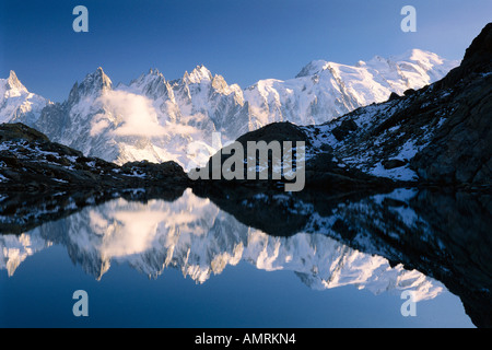 Aiguilles de Chamonix et le Lac Blanc, Rhône-Alpes, Chamonix, France Banque D'Images