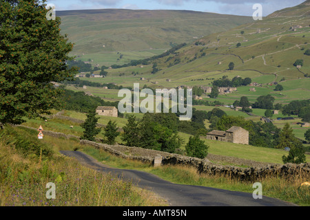 Regarder sur Swale Dale de col Buttertubs Yorkshire Dales National Park Août 2006 Banque D'Images