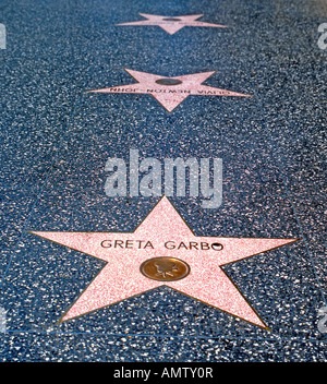 Greta Garbo's étoile sur le Hollywood Walk of Fame, Hollywood Boulevard, Los Angeles, USA Banque D'Images