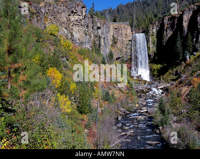 Une vue de Tumalo tombe sur Tumalo Creek dans les montagnes Cascades près de Bend Oregon à l'automne Banque D'Images