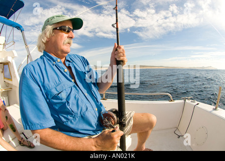 Mexico Baja California man combats de bateau de pêche au thon dans la mer de Cortez Banque D'Images