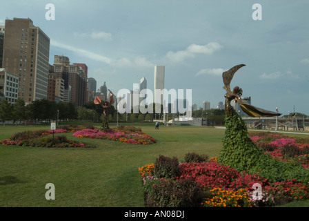 Daphné de la Chicago Park District, le jardin dispose d''angélique comme des sculptures de l'artiste de Chicago Dessa Kirk. Banque D'Images