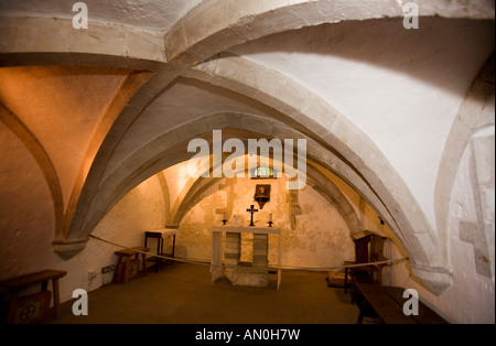 Royaume-uni, Angleterre, West Sussex Chichester Bosham crypte sous l'église Holy Trinity All Hallows Chapelle Banque D'Images