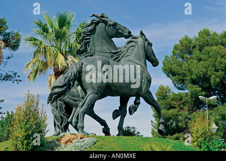 Monument de chevaux andalous, Jerez de la Frontera, Andalousie, Espagne Banque D'Images