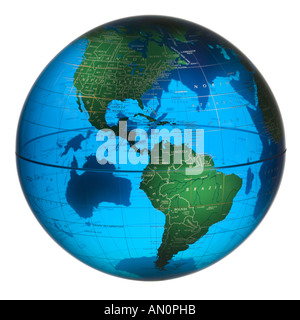 Earth globe montrant l'amérique du nord et du sud Banque D'Images