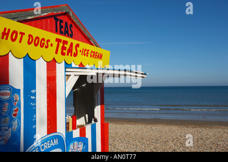 Détail de beach hut vend de la crème glacée etc Weymouth Dorset England UK Banque D'Images