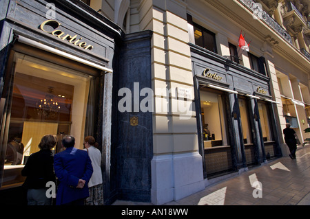 Boutique Cartier à l'Hôtel de Paris à Monte Carlo, Monaco, Nice, Côte d'Azur, les corniches de la Côte d'Azur, France, Europe Banque D'Images