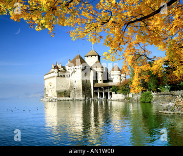 CH - VAUD : Château de Chillon sur le Lac Léman Banque D'Images