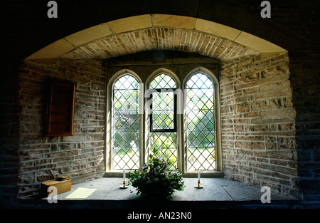 Intérieur de la 14e siècle St James Church Llangua Monmouthshire South Wales UK Banque D'Images