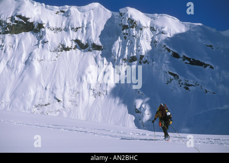 Skieur de montagne, Alaska Banque D'Images