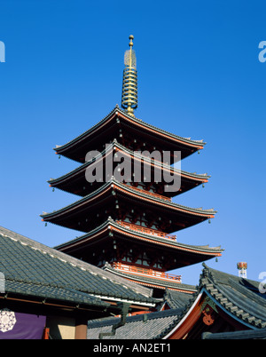 Le Temple d'Asakusa Kannon (le Temple Senso-ji cinq pagode) / Histoire, Tokyo, Honshu, Japan Banque D'Images