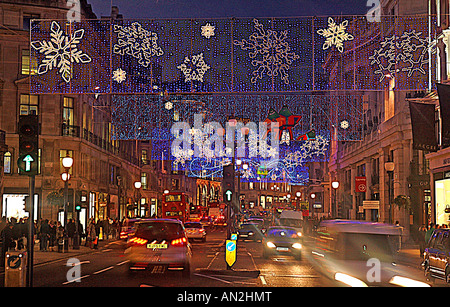 Londres, Regent Street, 2006 Lumières de Noël Banque D'Images