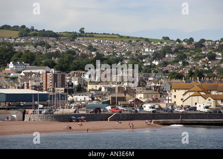 Pier beach front ville teignmouth Devon, Angleterre du sud ouest pays uk go Banque D'Images