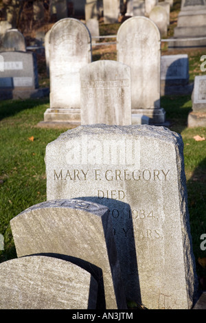 Vieux cimetière, Wilton, CT, USA Banque D'Images