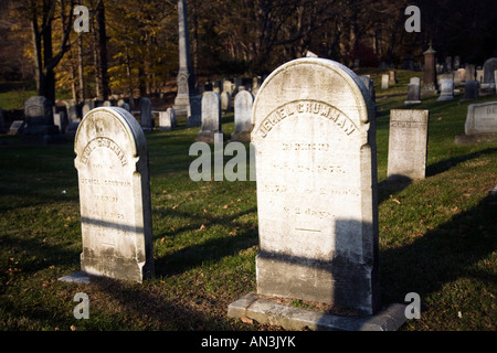 Vieux cimetière, Wilton, CT, USA Banque D'Images