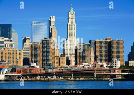 Manhattan new york USA vue depuis Brooklyn Banque D'Images